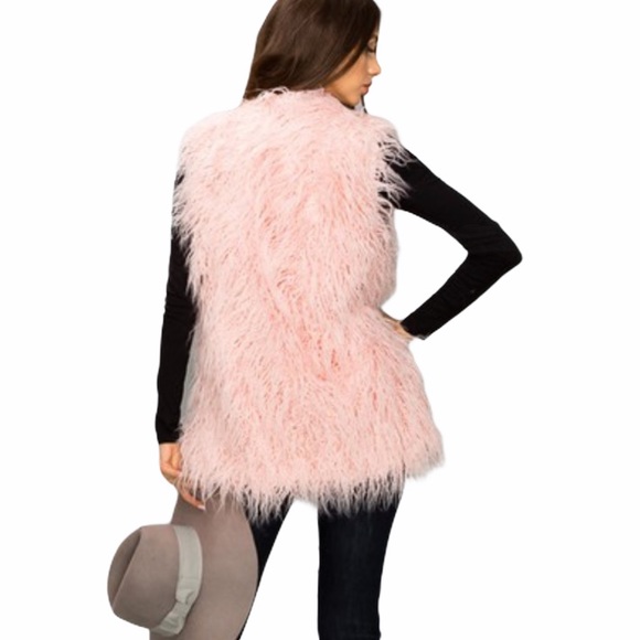 Sleeveless Statement Vest in Pink Curly Hair - Picture 3 of 7